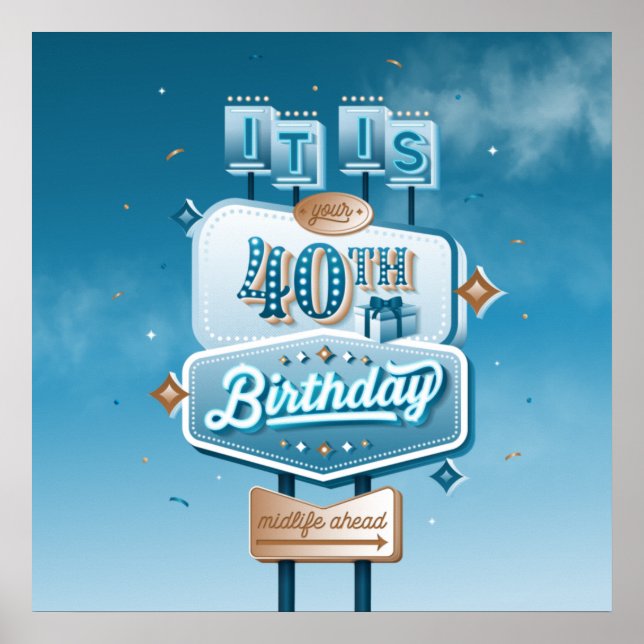 Happy 40th Birthday Square Poster (Front)