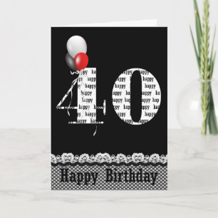 Happy 40th Birthday with Gingham Border Card