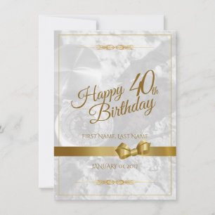 Happy 40th birthday with golden bow