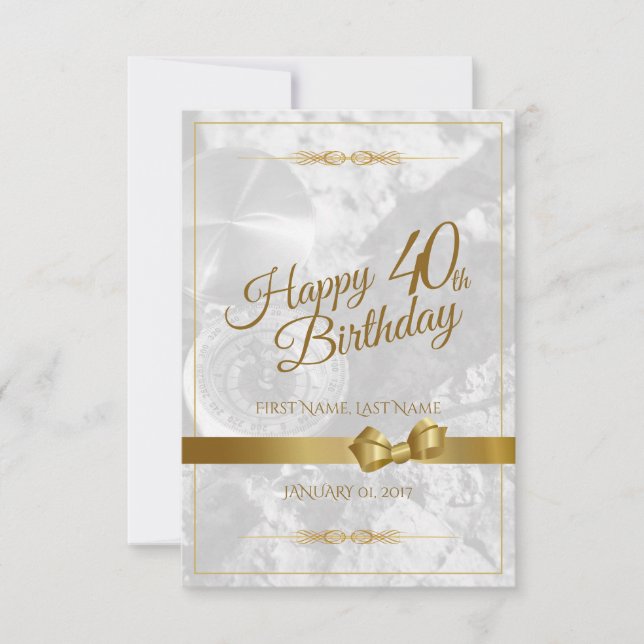 Happy 40th birthday with golden bow (Front)