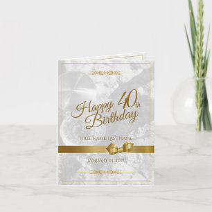 Happy 40th birthday with golden bow card