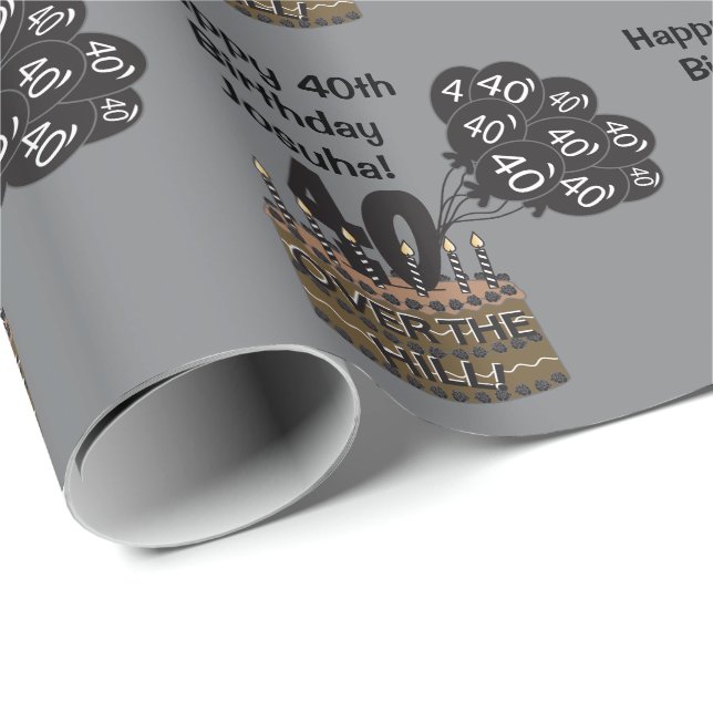 Happy 40th Personalized Birthday Wrapping Paper (Roll Corner)