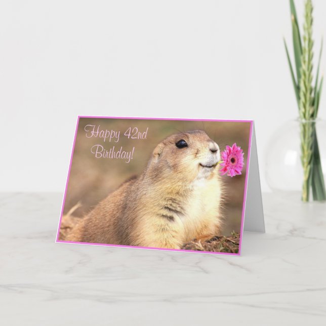 Happy 42nd Birthday Prairie dog greeting card (Front)
