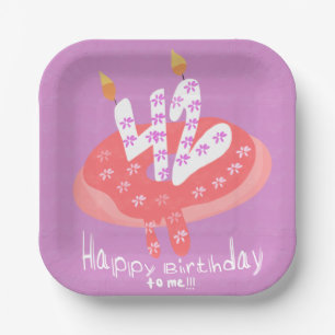 Happy 42nd Birthday to me Doughnut Cake Party Paper Plate