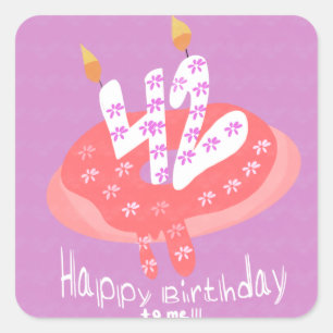 Happy 42nd Birthday to me Doughnut Cake Party    Square Sticker