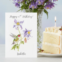 Happy 43rd Birthday Columbine with Hummingbird
