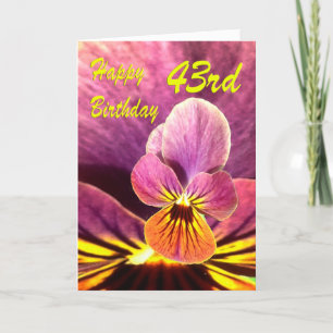 Happy 43rd Birthday Flower Pansy Card
