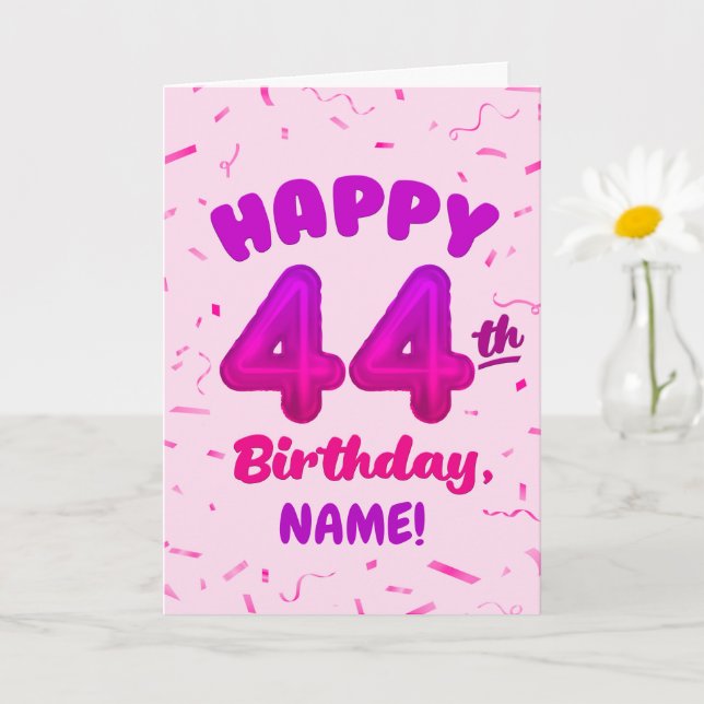 Happy 44th Birthday Card with Custom Name (Small Plant)