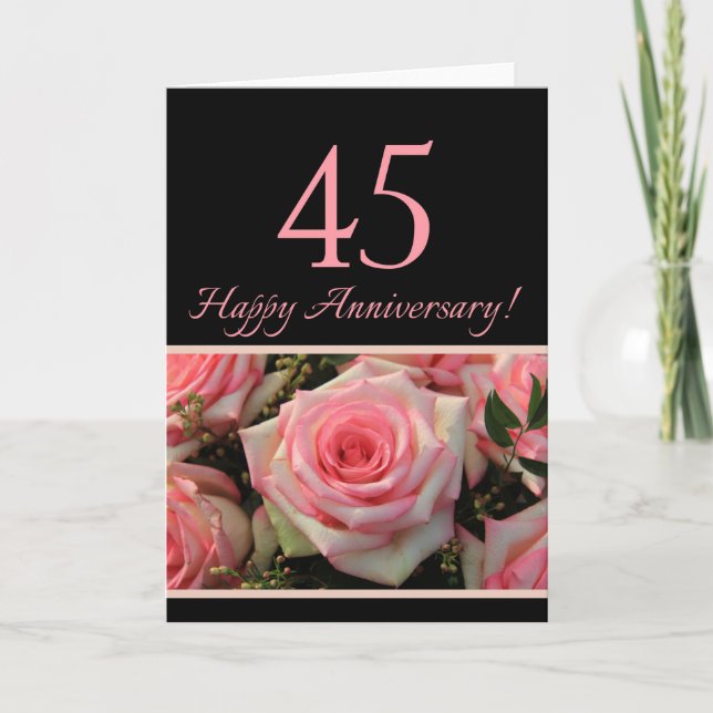 Happy 45th Anniversary roses Card (Front)