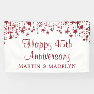 Happy 45th Anniversary Ruby Glitter Stars Banner
