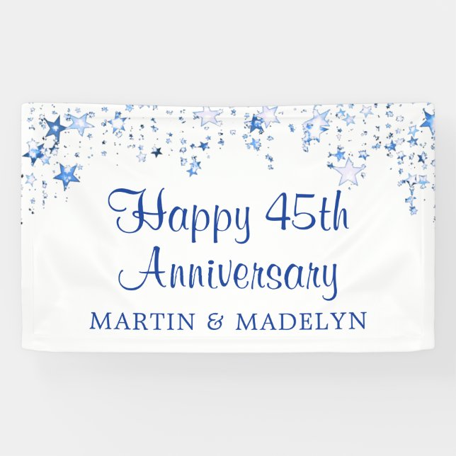 Happy 45th Anniversary Sapphire Blue Stars Banner (Horizontal)