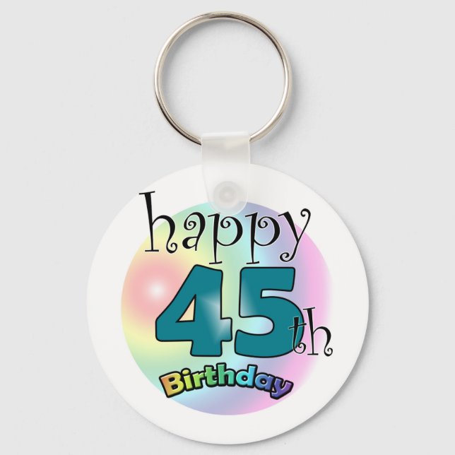 Happy 45th Birthday (blauw) Keychain (Front)