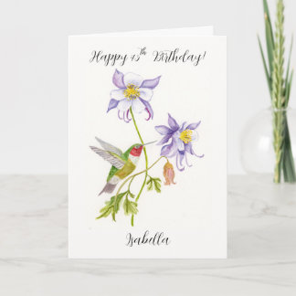 Happy 45th Birthday Columbine with Hummingbird Card