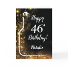 Happy 46th Birthday Black and Gold Glitter Wine