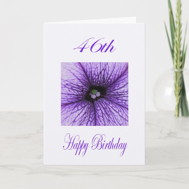 Happy 46th Birthday purple Blossom Card (Front)