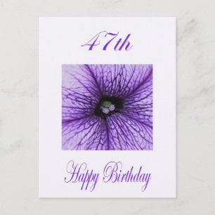 Happy 47th Birthday purple Blossom Postcard