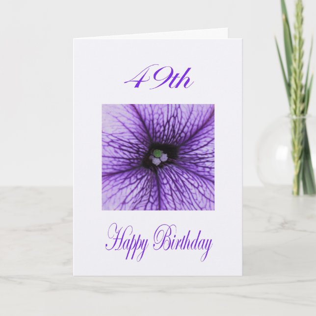 Happy 49th Birthday purple Blossom Card (Front)