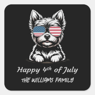 Happy 4 juillet - Drôle Sticker Patriotique Chien