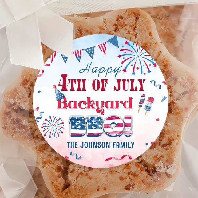 Happy 4 juillet Fireworks BBBQ Party Sticker (Créateur téléchargé)