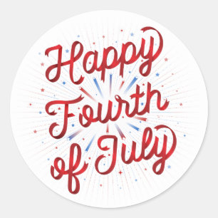 Happy 4 juillet Stickers (Rouge)