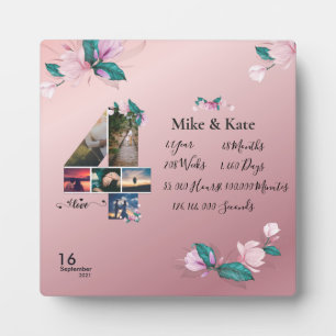 Happy 4th Anniversary ,Custom Photo collage, Count Plaque