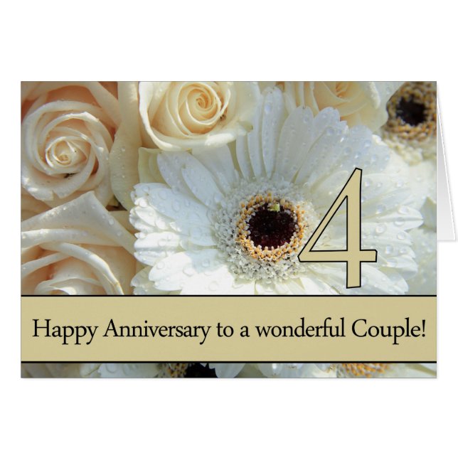 Happy 4th Anniversary roses (Front Horizontal)