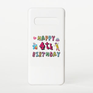 Happy 4th Birthday. 4 year b-day. Samsung Galaxy Case