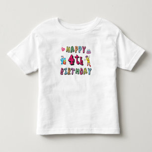 Happy 4th Birthday. 4 year b-day. Toddler T-shirt