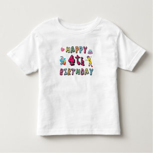 Happy 4th Birthday. 4 year b-day. Toddler T-shirt
