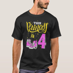 Happy 4th Birthday For Girls Sneakers Crown Pearl T-Shirt
