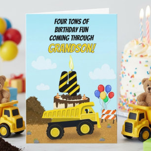 Happy 4th Birthday Grandson Dump Truck Card