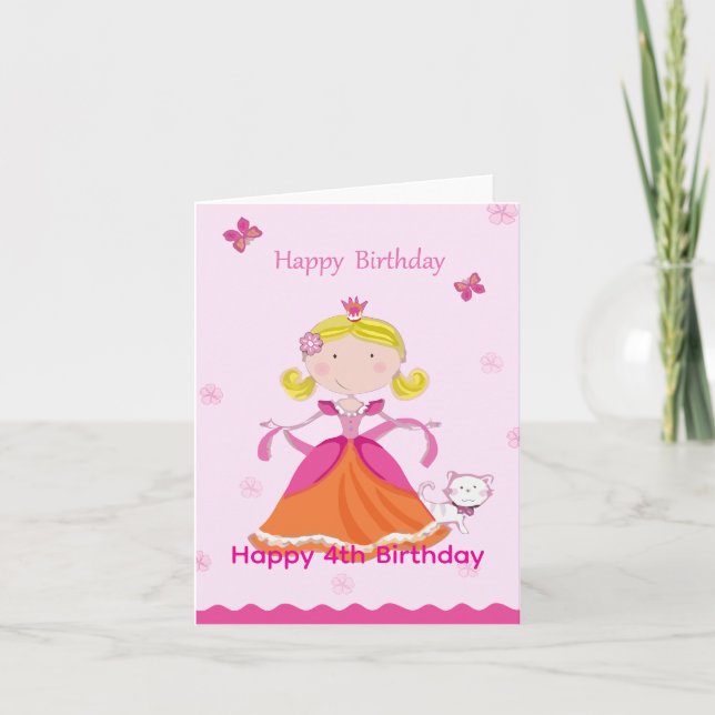 Happy 4th Birthday Princess Card (Front)