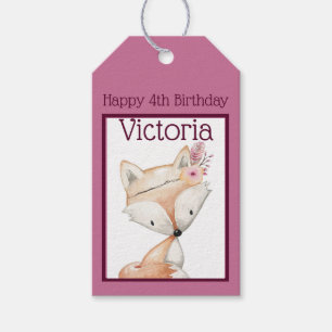 Happy (4th) Birthday - Tribul Fox Gift Tags