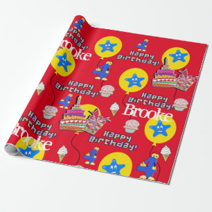 Happy 4th Birthday Wrapping Paper Balloons #4