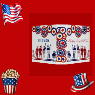   Happy 4th July American Soldier Flag Stars Award Binder
