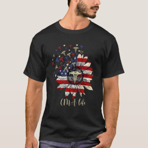 Happy 4th July Cma Life Nurse Crew Sunflower Ameri T-Shirt