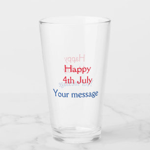 Happy 4th July independence day add name text Glass
