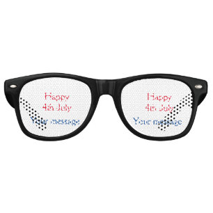 Happy 4th July independence day add name text Retro Sunglasses