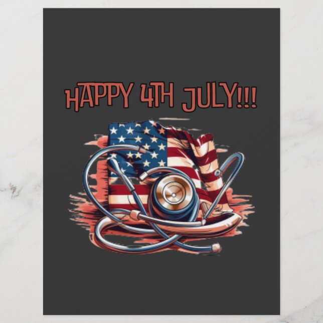 Happy 4th July, medical, stethoscope Flyer (Front)