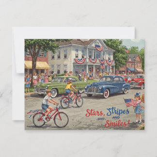 Happy 4th July Stars and Stripes Postcard