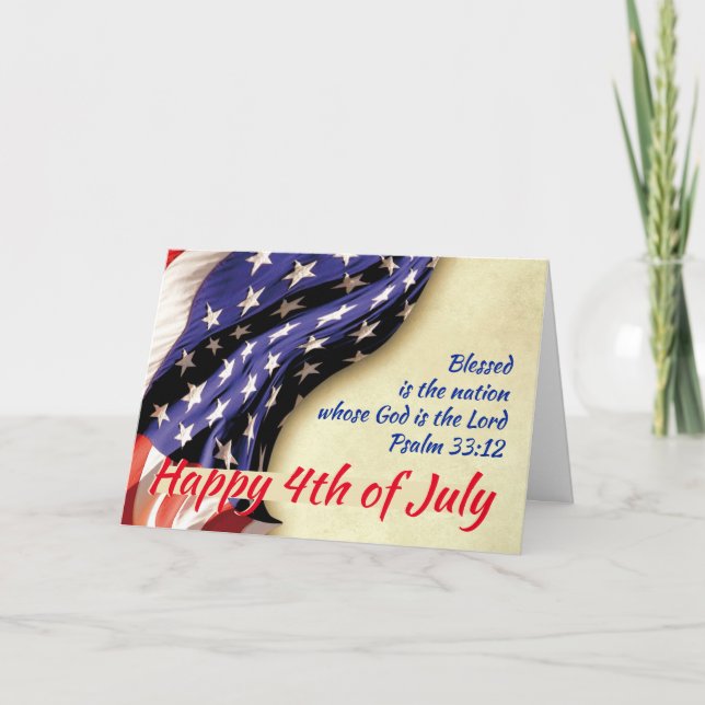 HAPPY 4TH JULY USA Patriotic Scripture Customized Card (Front)