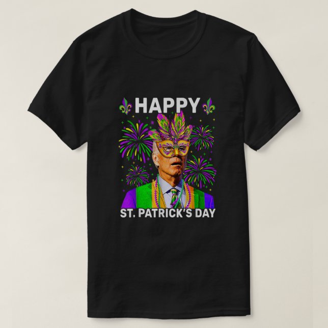 Happy 4th Of Easter Funny Joe Biden Mardi Gras She T-Shirt (Design Front)