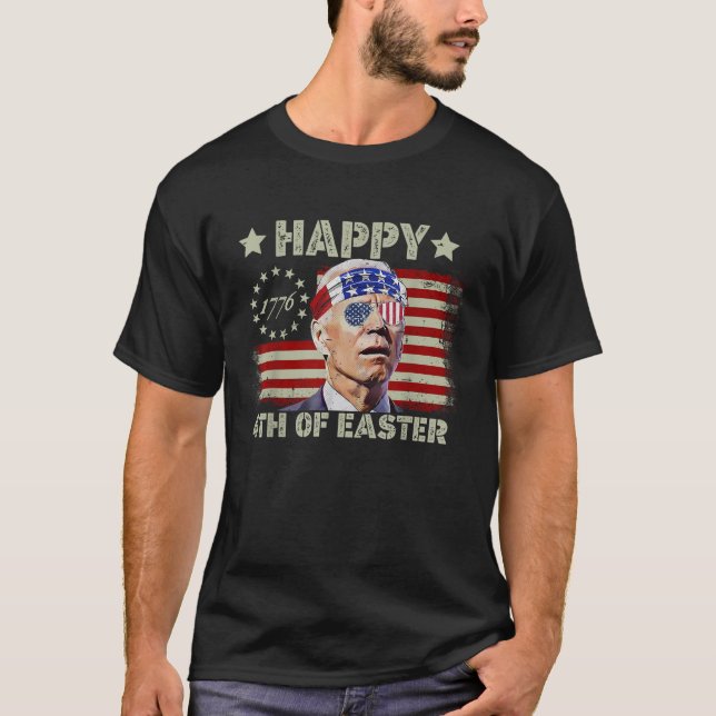 Happy 4th Of Easter Funny Meme American Flag 4th O T-Shirt (Front)