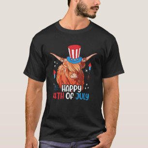 Happy 4th Of July 2022 Highland Cow Patriotic Usa T-Shirt