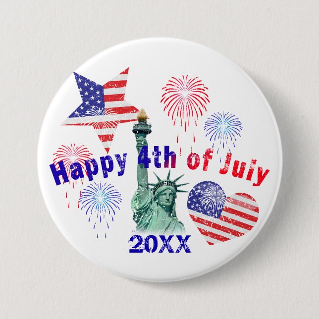 Happy 4th of July 3 Inch Round Button (Front)