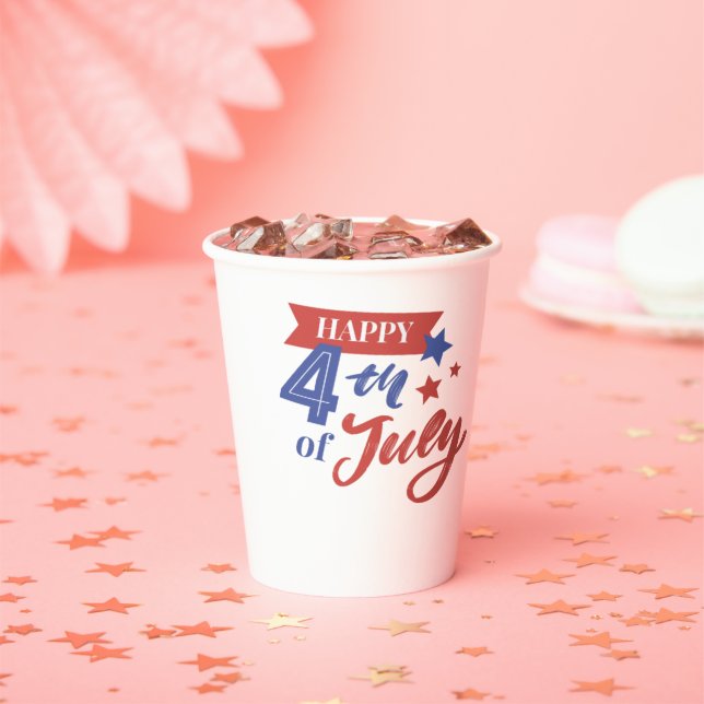 Happy 4th Of July 8 oz Paper Cups (Insitu)