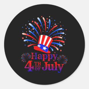 Happy 4th Of July America Celebrating Freedom  Classic Round Sticker