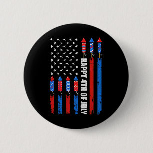 Happy 4th Of July American Flag Fireworks Patrioti 2 Inch Round Button