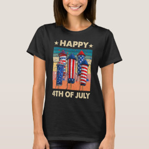 Happy 4th Of July American Flag Fireworks Patrioti T-Shirt
