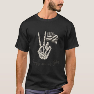 Happy 4Th Of July American Flag Peace Sign T-Shirt